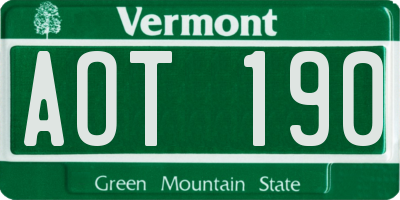 VT license plate AOT190
