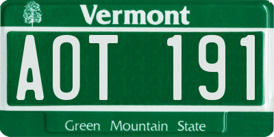 VT license plate AOT191