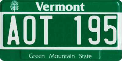 VT license plate AOT195