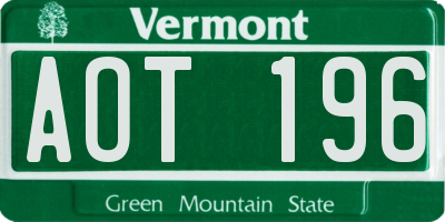 VT license plate AOT196