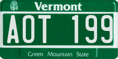 VT license plate AOT199