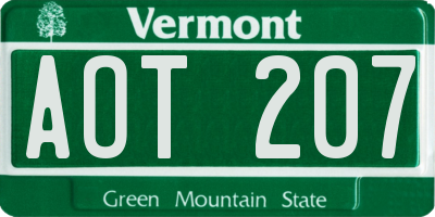 VT license plate AOT207