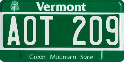 VT license plate AOT209