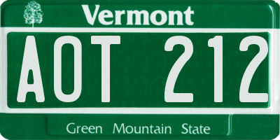 VT license plate AOT212
