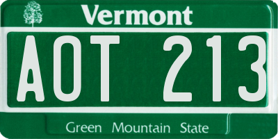 VT license plate AOT213