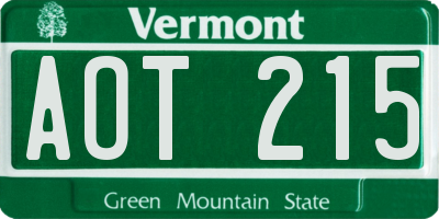 VT license plate AOT215