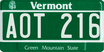 VT license plate AOT216