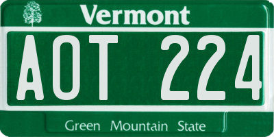VT license plate AOT224