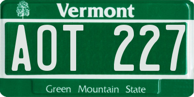 VT license plate AOT227