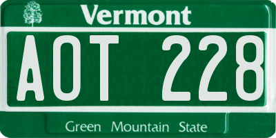 VT license plate AOT228