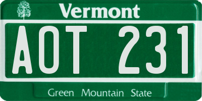 VT license plate AOT231