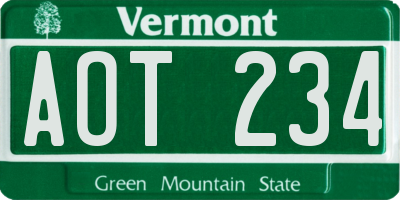 VT license plate AOT234