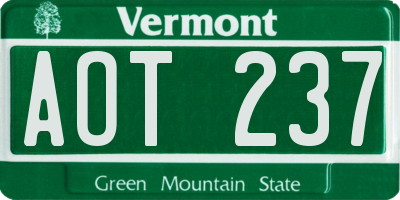 VT license plate AOT237
