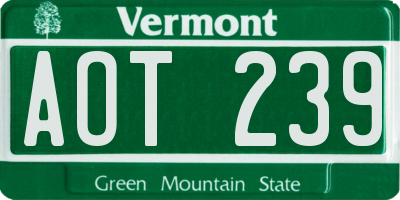 VT license plate AOT239