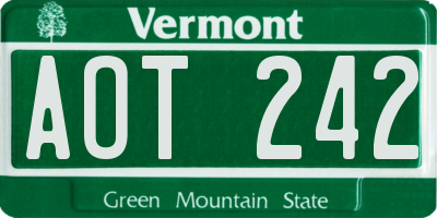 VT license plate AOT242