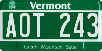 VT license plate AOT243