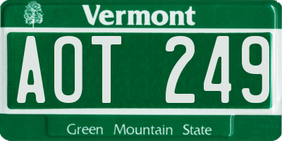 VT license plate AOT249