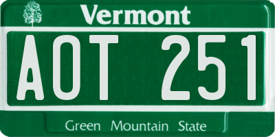 VT license plate AOT251