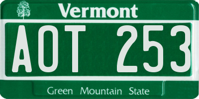 VT license plate AOT253