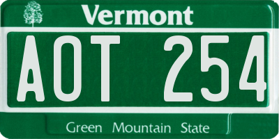 VT license plate AOT254
