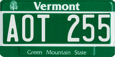 VT license plate AOT255