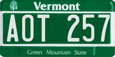 VT license plate AOT257