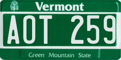 VT license plate AOT259