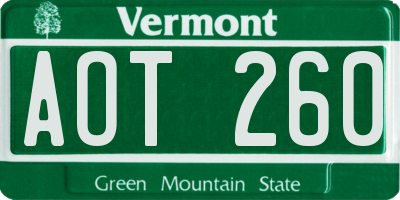 VT license plate AOT260