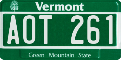 VT license plate AOT261