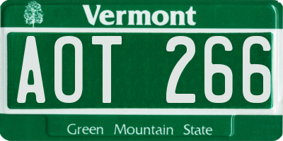 VT license plate AOT266