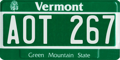 VT license plate AOT267