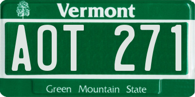 VT license plate AOT271