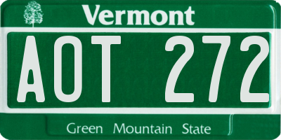 VT license plate AOT272