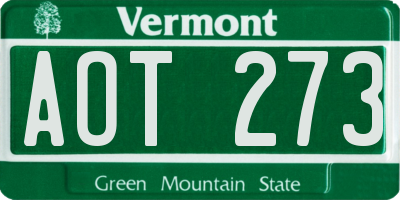 VT license plate AOT273