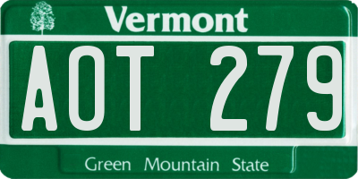 VT license plate AOT279