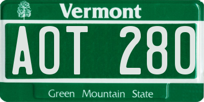 VT license plate AOT280