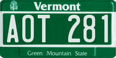 VT license plate AOT281