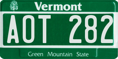 VT license plate AOT282