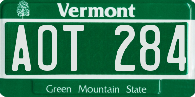 VT license plate AOT284