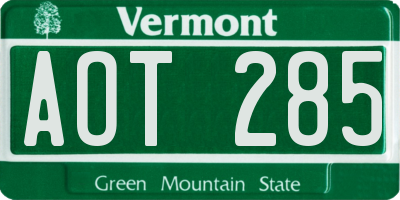 VT license plate AOT285