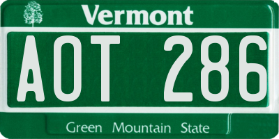 VT license plate AOT286