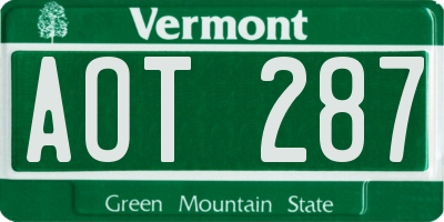 VT license plate AOT287