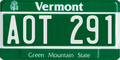 VT license plate AOT291