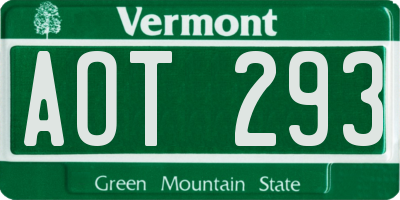 VT license plate AOT293