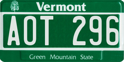 VT license plate AOT296