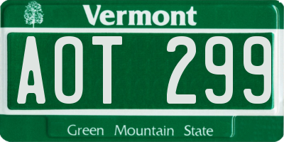 VT license plate AOT299