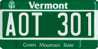 VT license plate AOT301