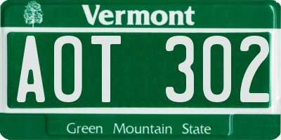 VT license plate AOT302