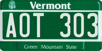 VT license plate AOT303