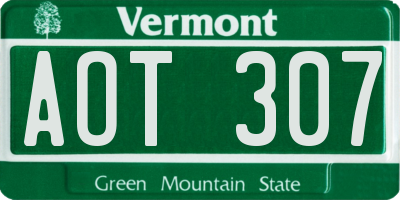 VT license plate AOT307